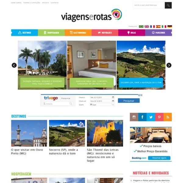 screenshot: Viagens e Rotas